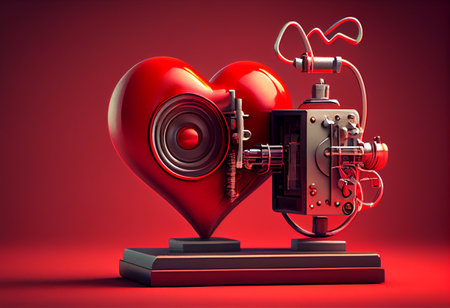 Red statoscope with red heart for World Health Dayの素材