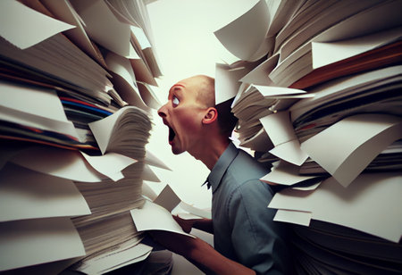 Many papers being sucked into computer , Documentation managementの素材