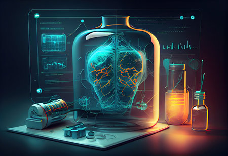 Modern and functioning medical technology in laboratory research.の素材