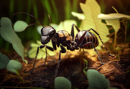 Ant in the forest in the wild, summer day.の素材