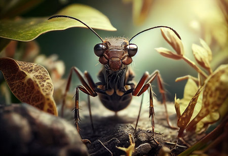 Ant in the forest in the wild, summer day.の素材