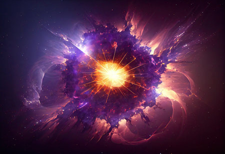 Creative abstract particle background. Space nebula start burstの素材