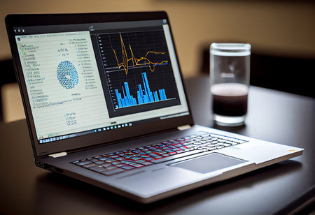 laptop with analytical data.の素材