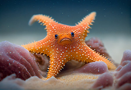 Cute starfish underwater.の素材