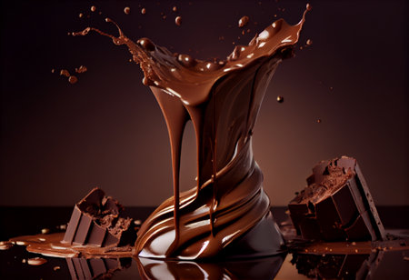 Chocolates dropping into liquid cacao chocolateの素材