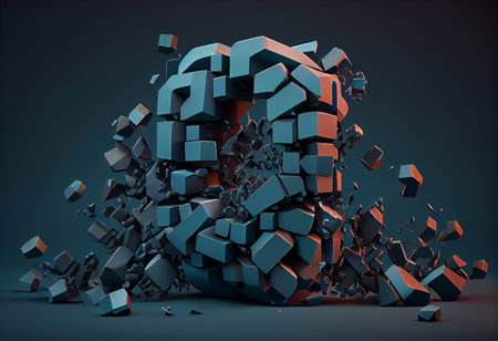 Abstract concept of a broken block chainの素材