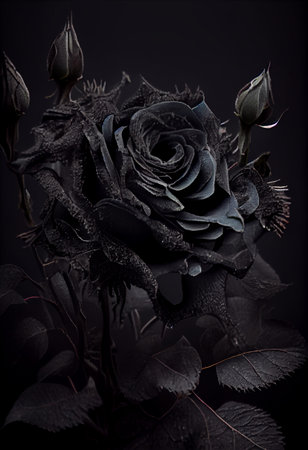 Photo black rose flower close up dark roses background.の素材