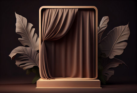 Photo tropical podium or platform for product presentation display in jungle landscapeの素材