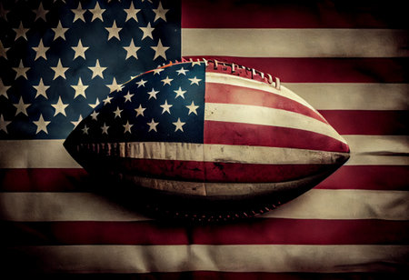 American football on the American flag.の素材