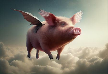 Pigs fly in the skyの素材
