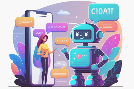 Smart City with robot system artificial intelligence , Chat GPT chatbot AI , Chatting with a smart AI or artificial intelligence chatbot developed by OpenAI.の素材