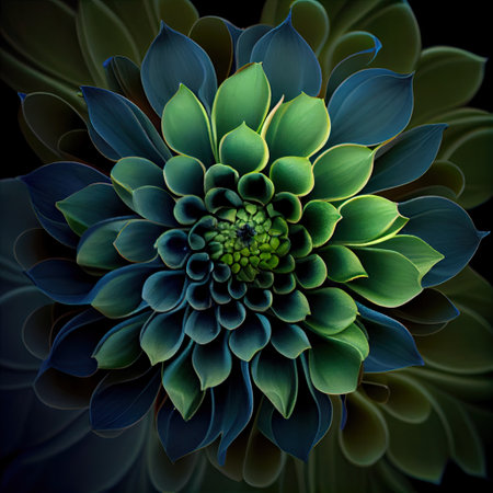 Flower with a blue and green designの素材