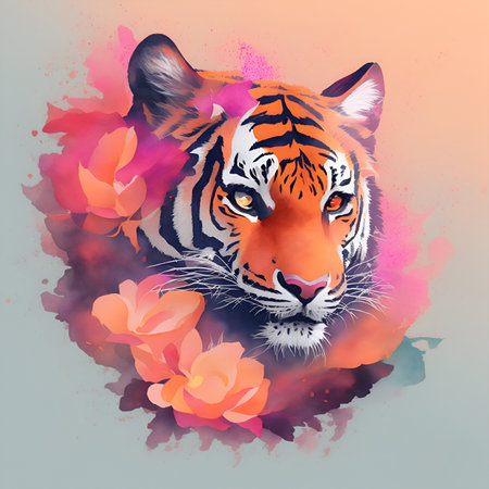 A detailed illustration face ninja tiger. AI generate.の素材