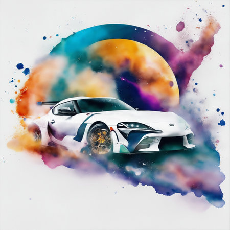 Old car drifting on the moon.の素材