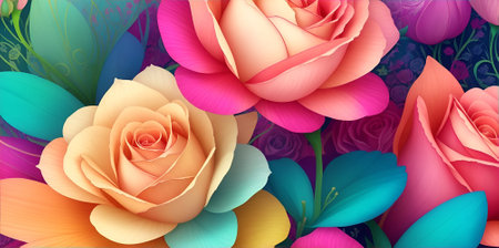 A detailed illustration of flowers.の素材