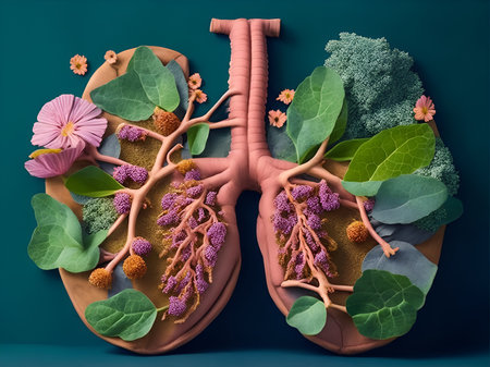 human lungs from which flowers growの素材