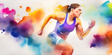 Background athlete watercolor image for a website or advertising media.の素材
