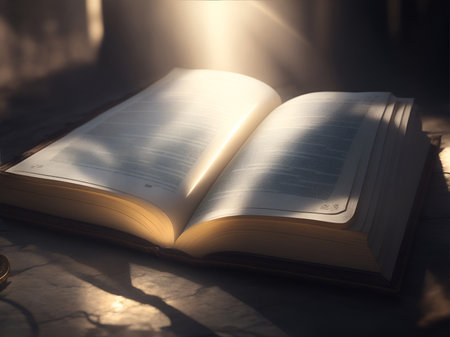 Holy Bible with light emitting from itの素材