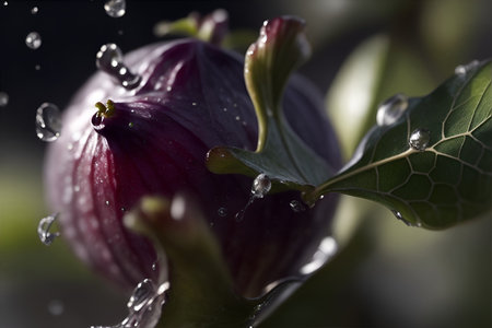 Photo closeup fig with water dropsの素材