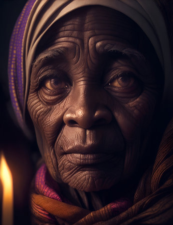 Portrait of a very old African womanの素材