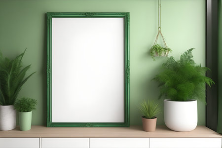 Rectangular vertical frame mockup in scandi style interior.の素材