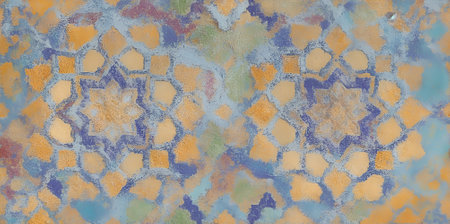 Colorful abstract tile texture background. Moroccan ancient textiles. decorative wallの素材