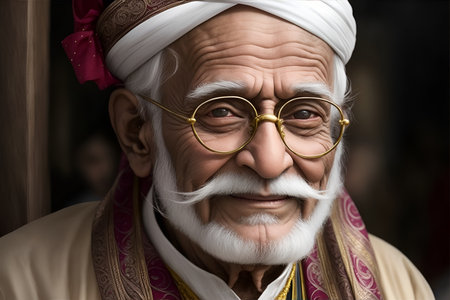 Photo old man on parsi new year.の素材