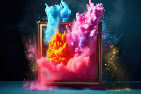 Product display frame with colorful powder paint.の素材