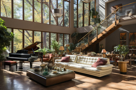 Modern living room professionally designed. open concept. Minimalistの素材