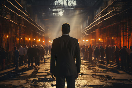 The businessman got out of prison with his things and is thinking about what to do next. A man stands near the exit from the prisonの素材