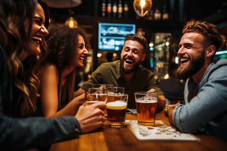 Friends enjoying beer bonding's happinessの素材