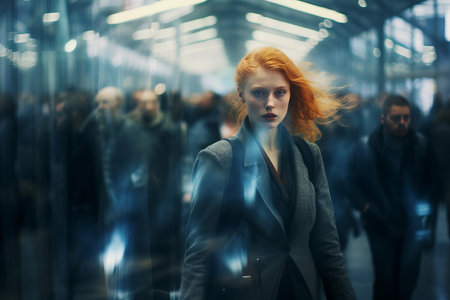 business people at the airport, in the style of impressionist luminosityの素材