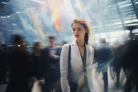 business people at the airport, in the style of impressionist luminosityの素材