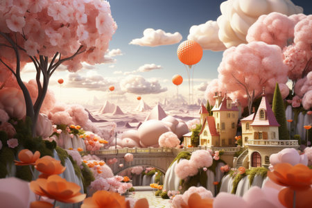 baby landscapes are realistic with a variety of flowerの素材