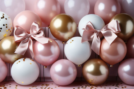 For baby girl modern white and light pink Birthday Backgroundの素材
