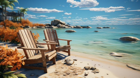 Summer beach vacation scene.の素材