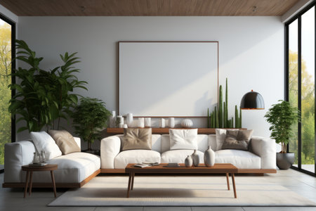 White blank canvas on a modern living room.の素材