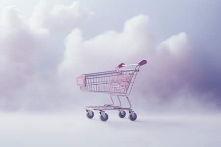 shopping cart on studio free backgroundの素材
