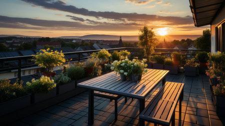 Modern house at sunset.の素材