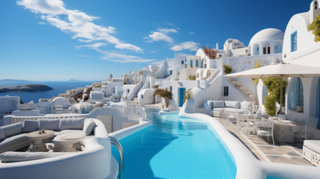 White architecture of Santorini islandの素材