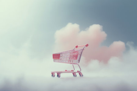shopping cart on studio free backgroundの素材
