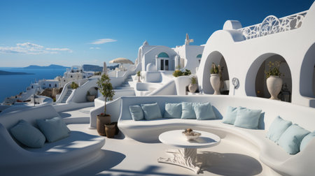 White architecture of Santorini islandの素材