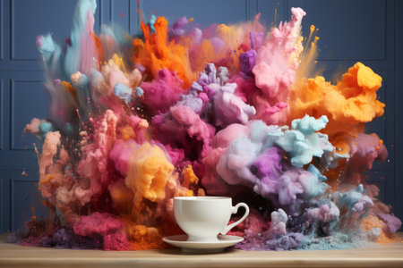 rainbow explosion in the coffee cup,の素材