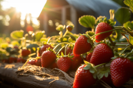strawberry fields ultra detailed look front to the sunの素材