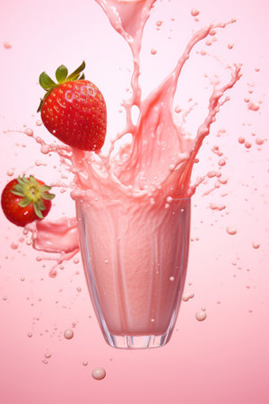 strawberry and milk smoothie splashの素材