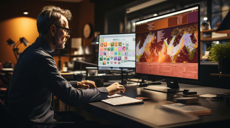 a designer is drawing a website design on a scrap of paperの素材