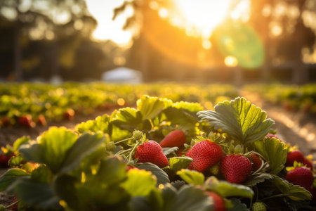 strawberry fields ultra detailed look front to the sunの素材
