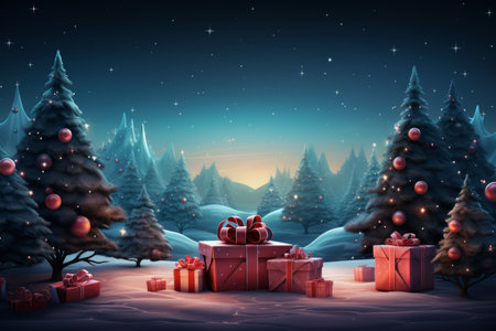 A Christmas-themed digital illustration of a present boxの素材