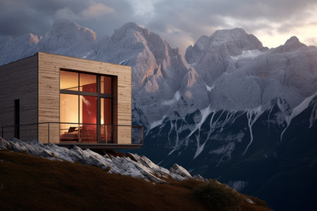 modern style architecture of chic minimalist tiny wooden houseの素材