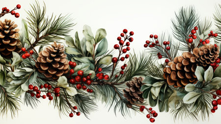 Christmas frame of tree branchesの素材